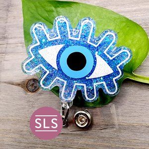 Blue Evil Eye Badge Reel-Spiritual ID Holder-Mystical Badge Holder
